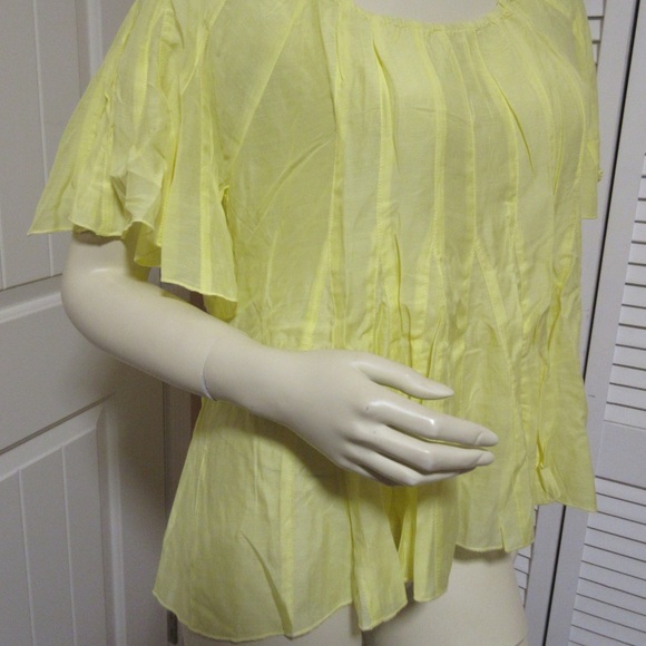 New Y2K Boundary & Co Sheer Top Silk Bamboo Yellow Boho Fairy Fairycore Feminine - Picture 7 of 8